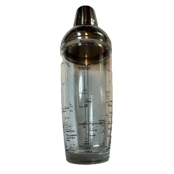 Party & Holiday Ready 20 oz Glass and Metal Cocktail Shaker w/ Recipes - Picture 2 of 7